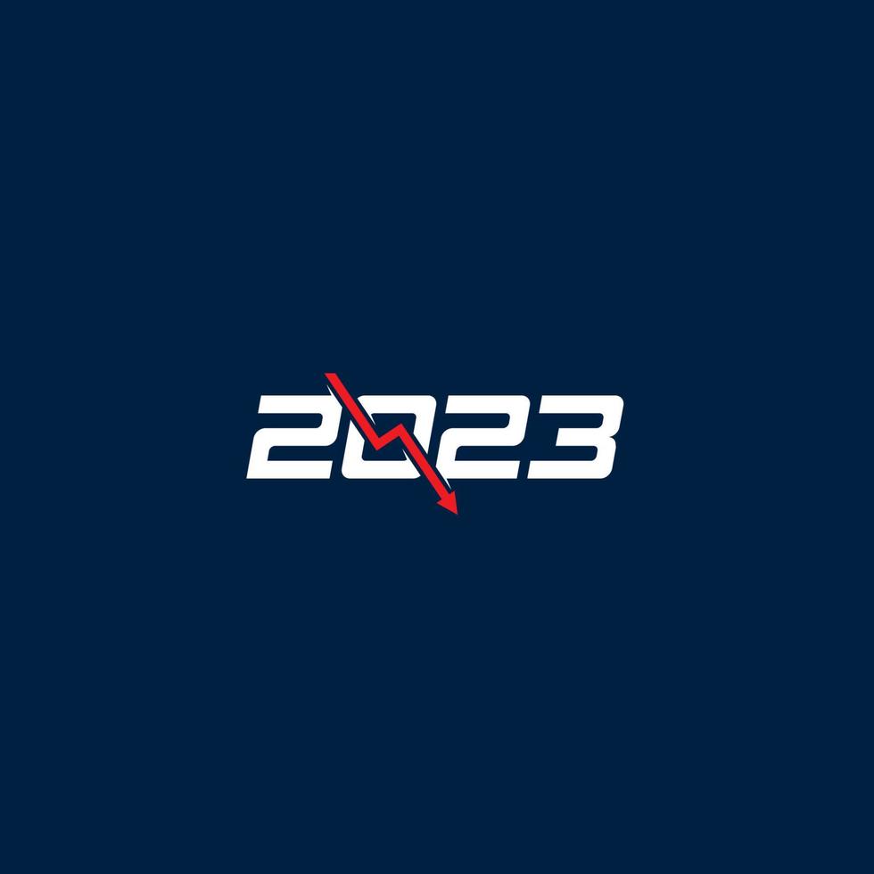 2023 and Arrow Down logo or icon design vector