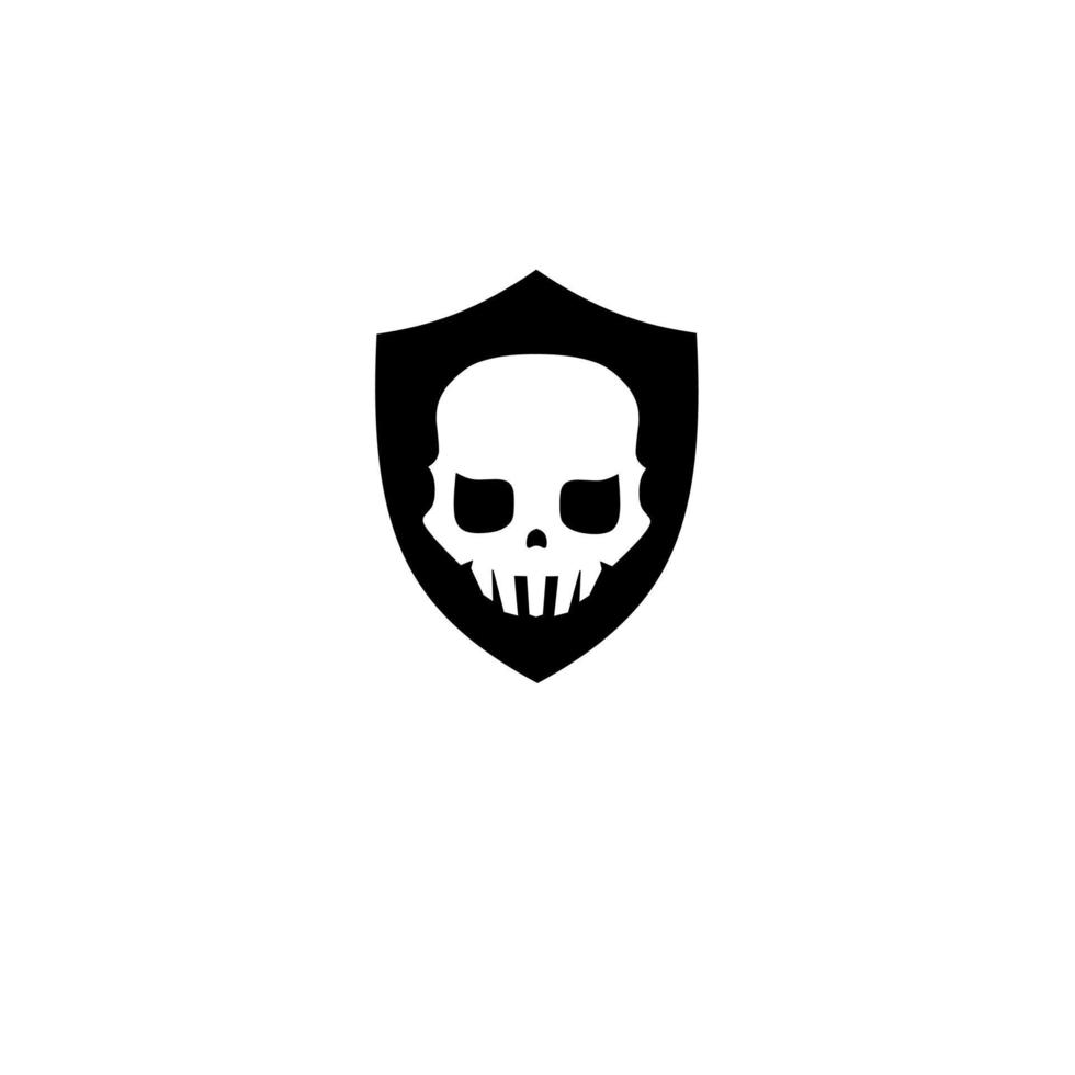 Template logo simple skull with shield vector