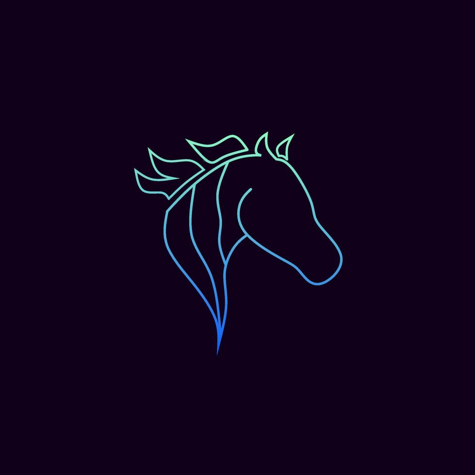 Template logo mono line horse vector