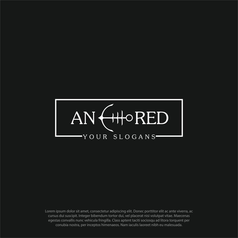 lettering anchored logo design vector, letter anchored with anchor logo in the middle word as letter C and H vector