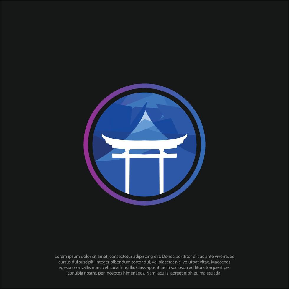 puerta japonesa, logotipo torii símbolo de cultura japonesa diseño de ilustración vectorial, diseño de logotipo tori vector