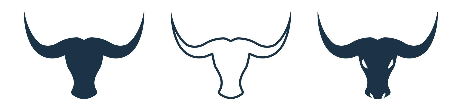 Silhouette of Bull and cow head with big horn vector