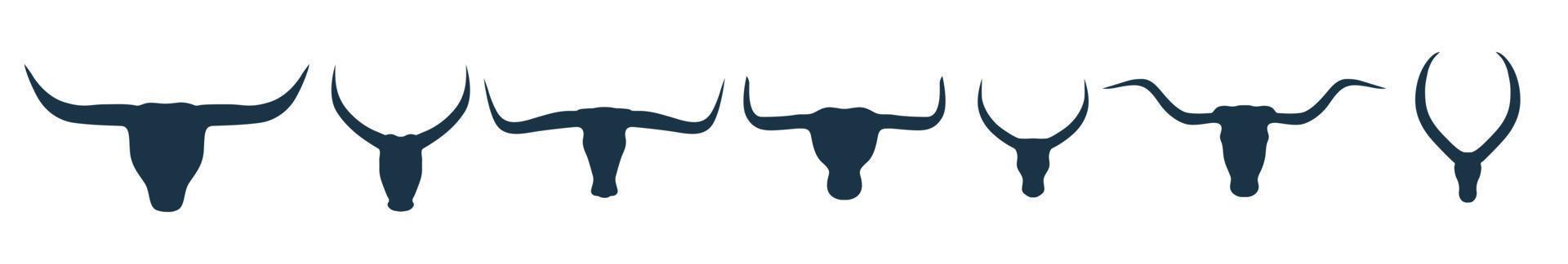 Silhouette of Bull and cow head with big horn vector