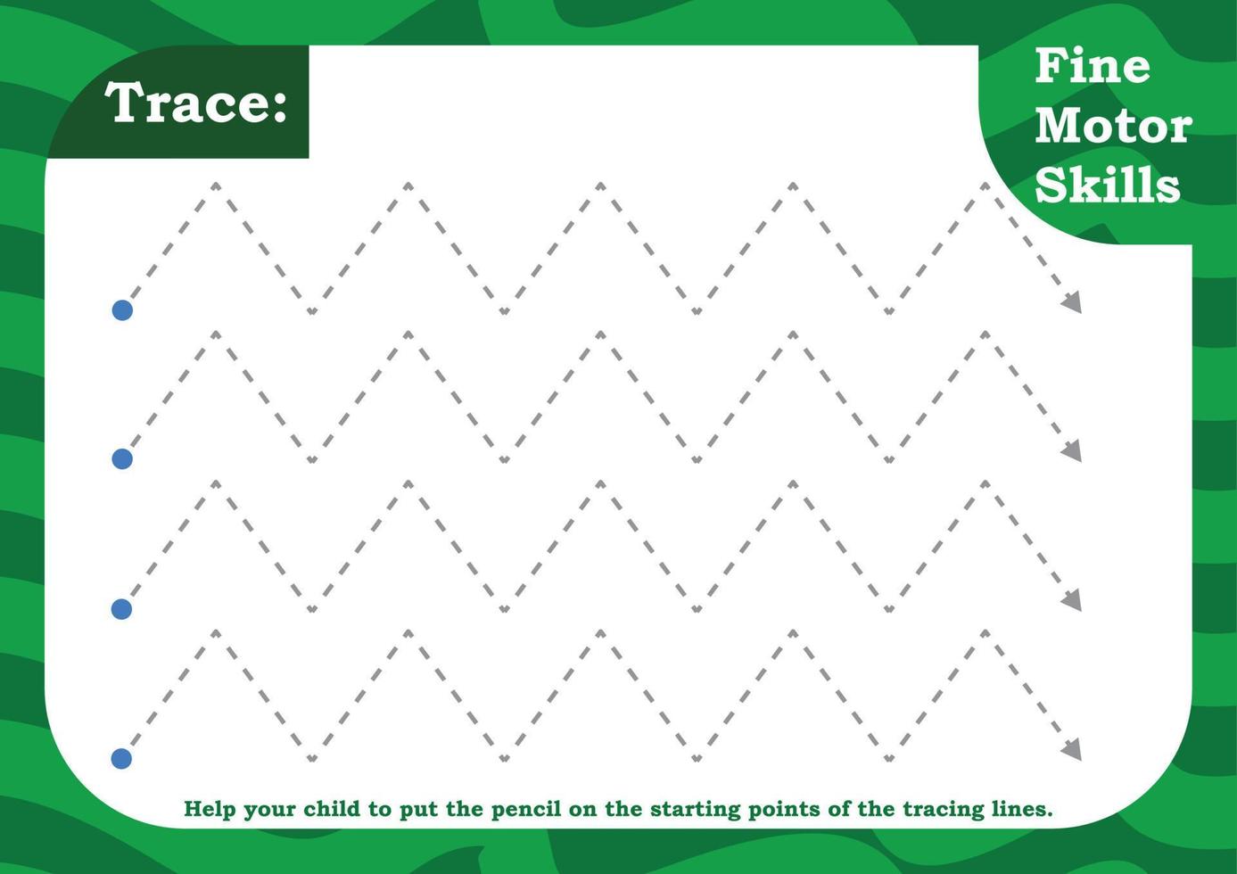 Preschool worksheet for practicing fine motor skill. Trace and color