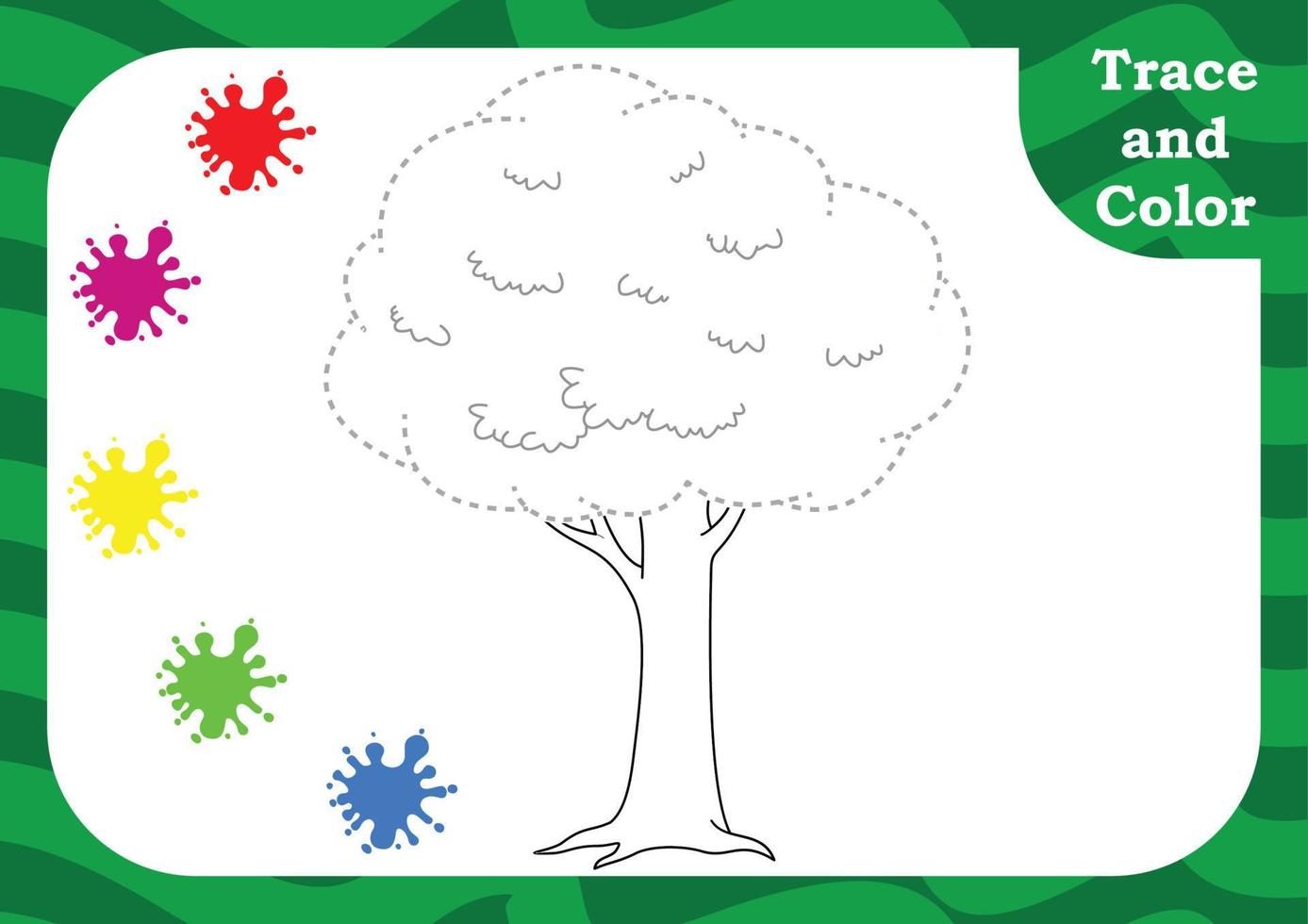 Preschool worksheet for practicing fine motor skill. Trace and color for kids. Tracing and coloring skills. tracing worksheet. vector