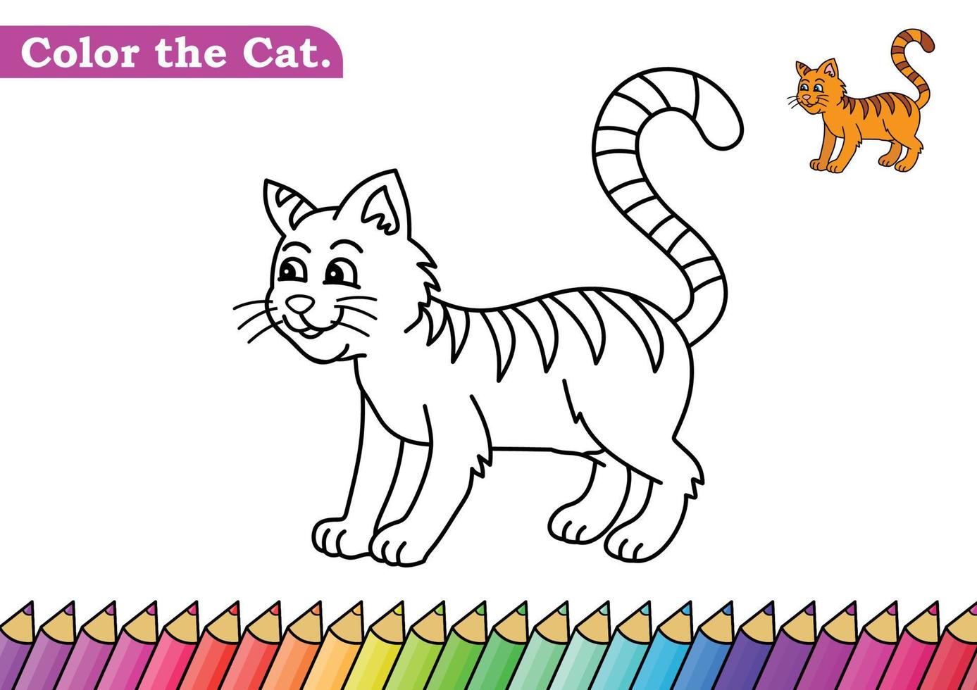 Cat coloring page. isolated coloring book. color pages for kids. Cat isolated. vector