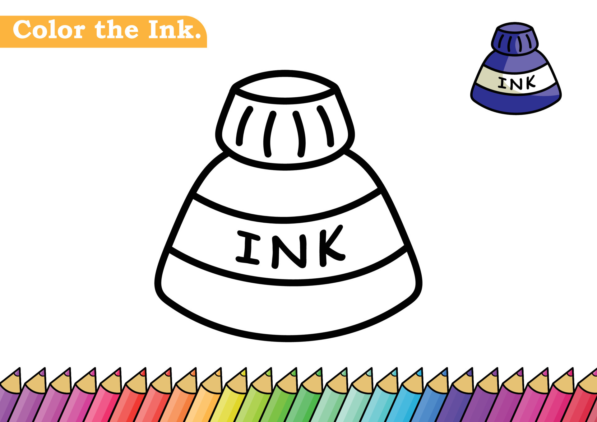 Ink coloring page. isolated coloring book. color pages for kids. Ink