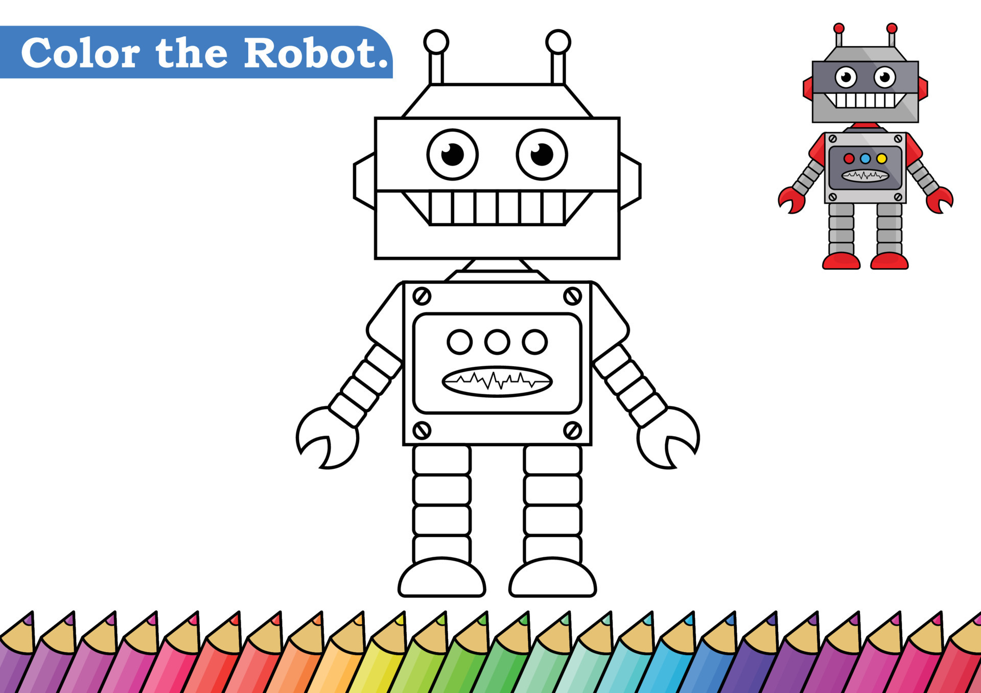 Robot coloring page. isolated coloring book. color pages for kids
