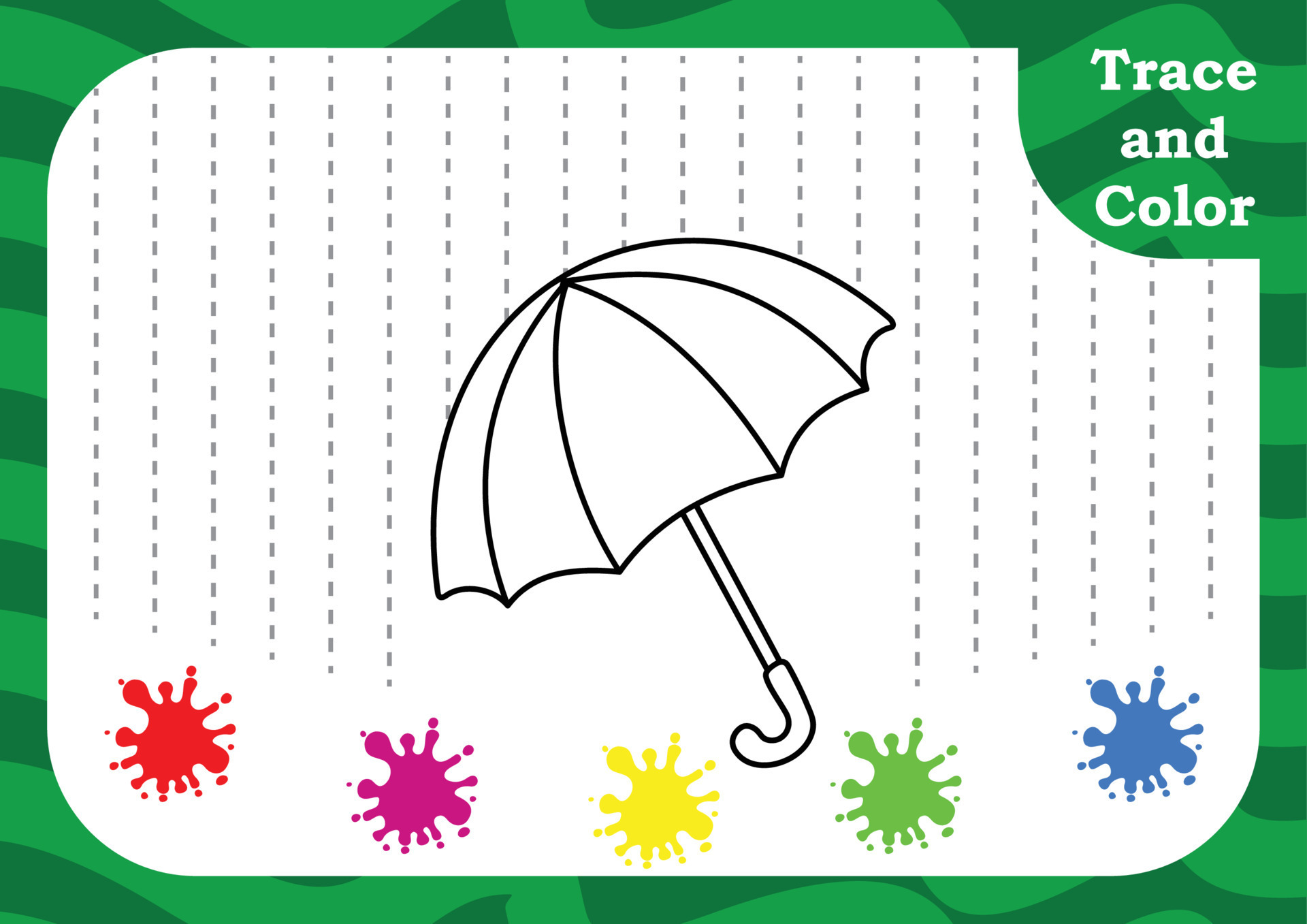 Preschool worksheet for practicing fine motor skill. Trace and color