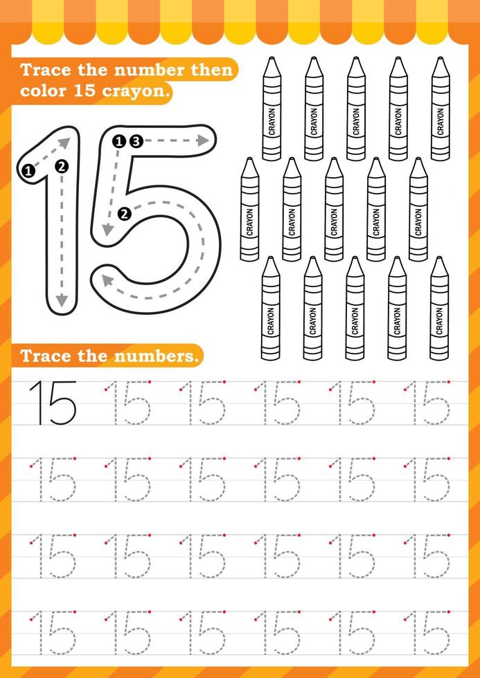 Math worksheet. Numbers activity - Lets learn numbers. vector