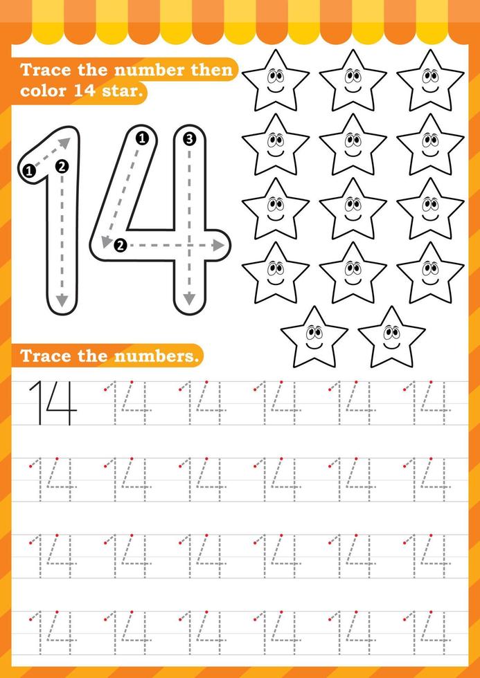 Math worksheet. Numbers activity - Lets learn numbers. 13106906 Vector