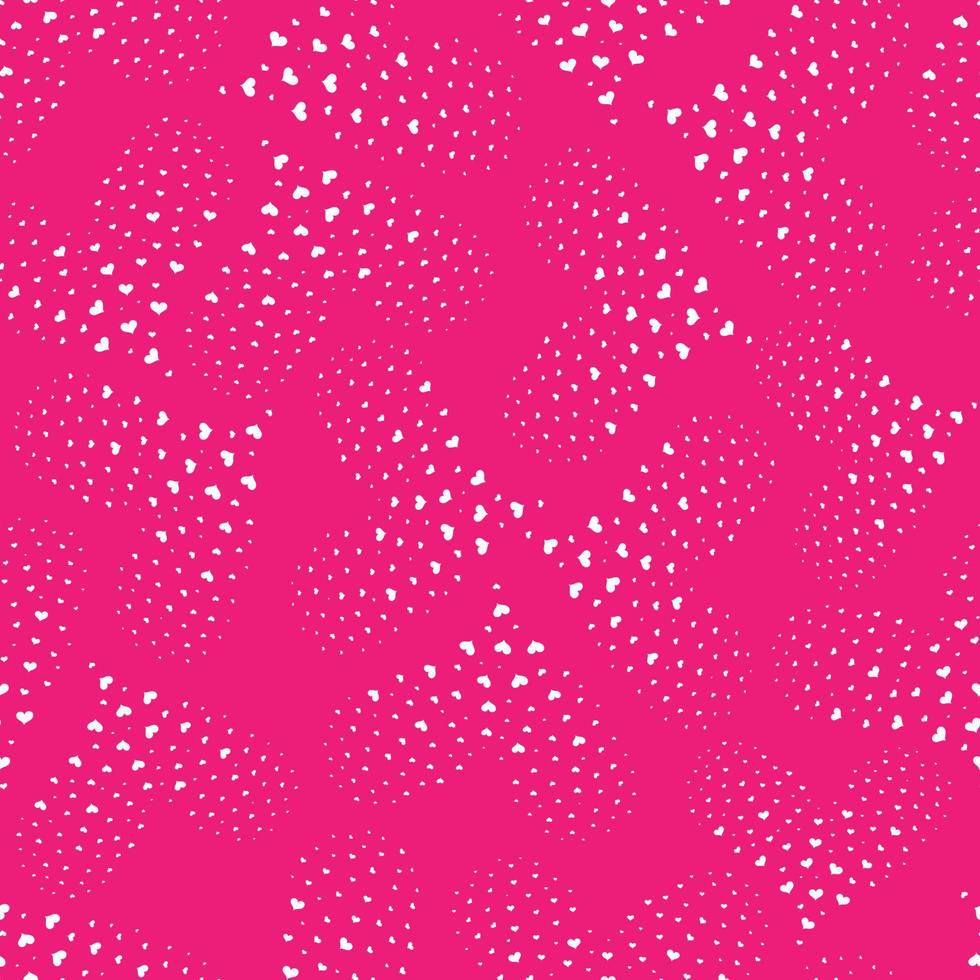 Seamless pattern with hand drawn  hearts on the pink background. vector