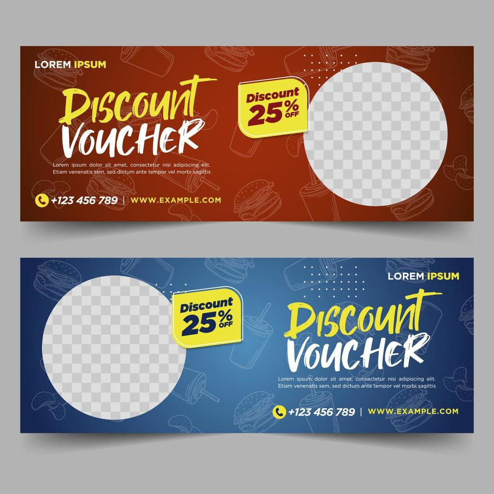 Food gift voucher, discount design template vector