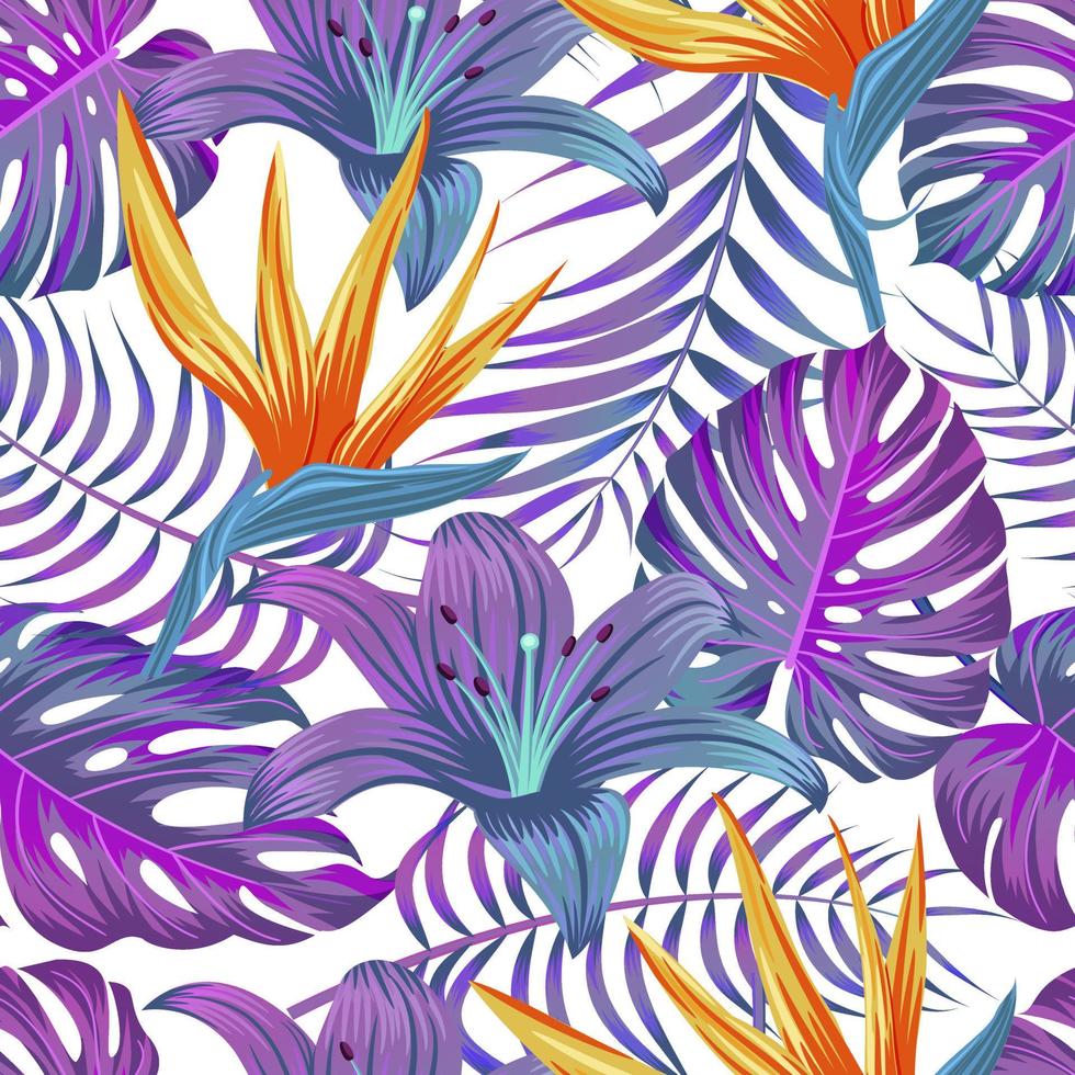 patrón floral transparente con hojas. fondo tropical vector