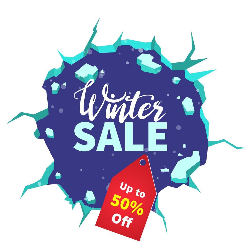 winter sale with ice and snowflake. promotion background in winter vector
