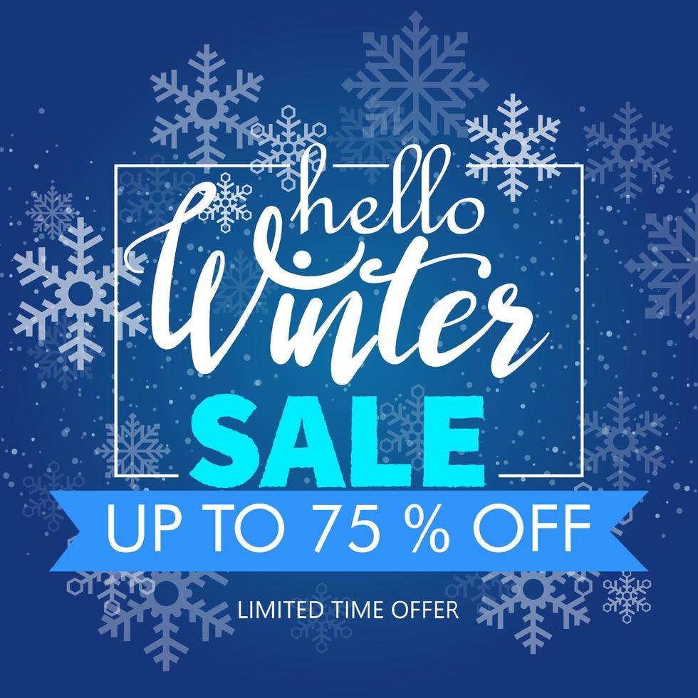 winter sale with ice and snowflake. promotion background in winter vector