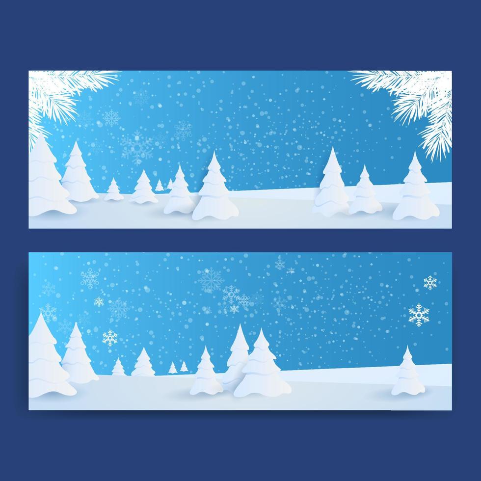 fondo de banner con pinos y nieve vector