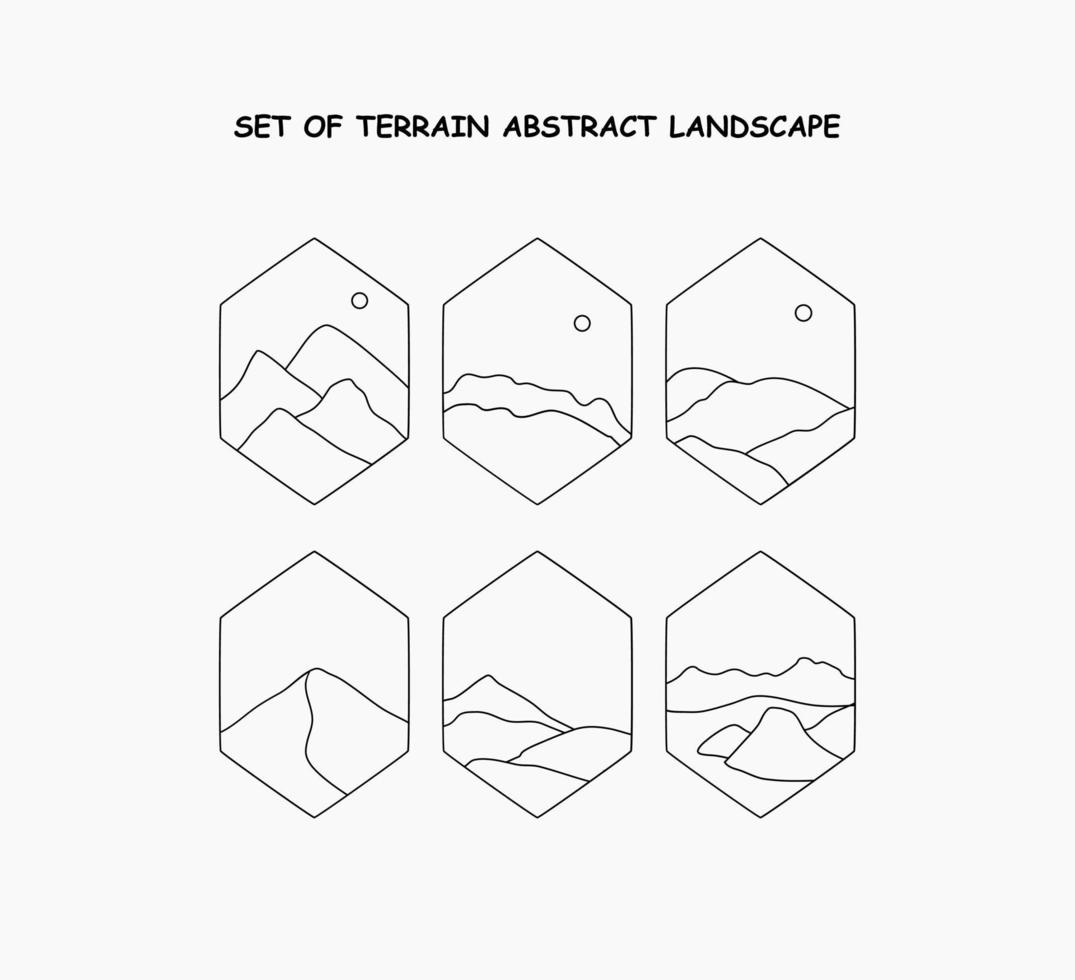 set of Terrain Abstract Landscape vector