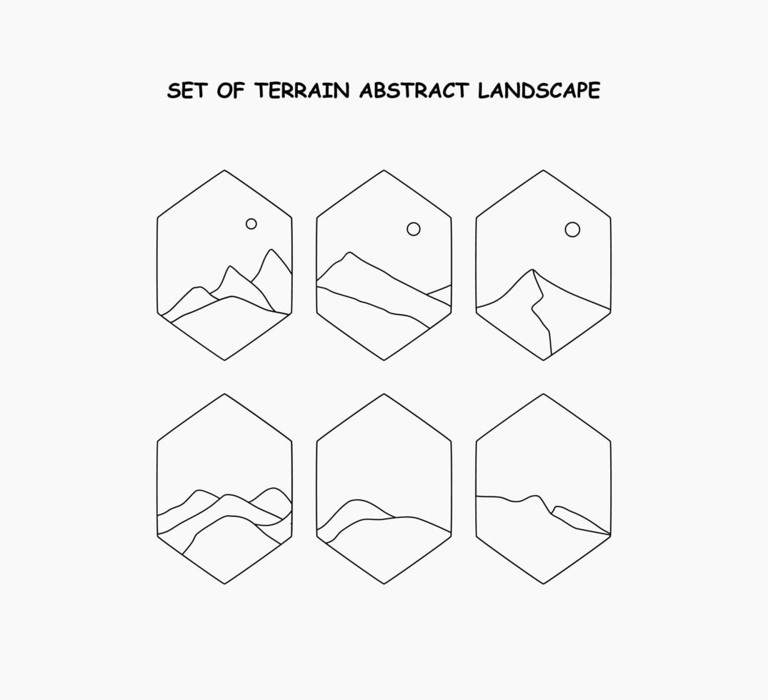 set of Terrain Abstract Landscape vector