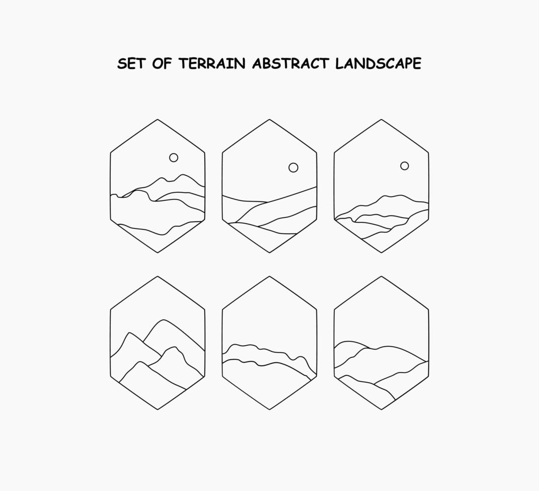 set of Terrain Abstract Landscape vector