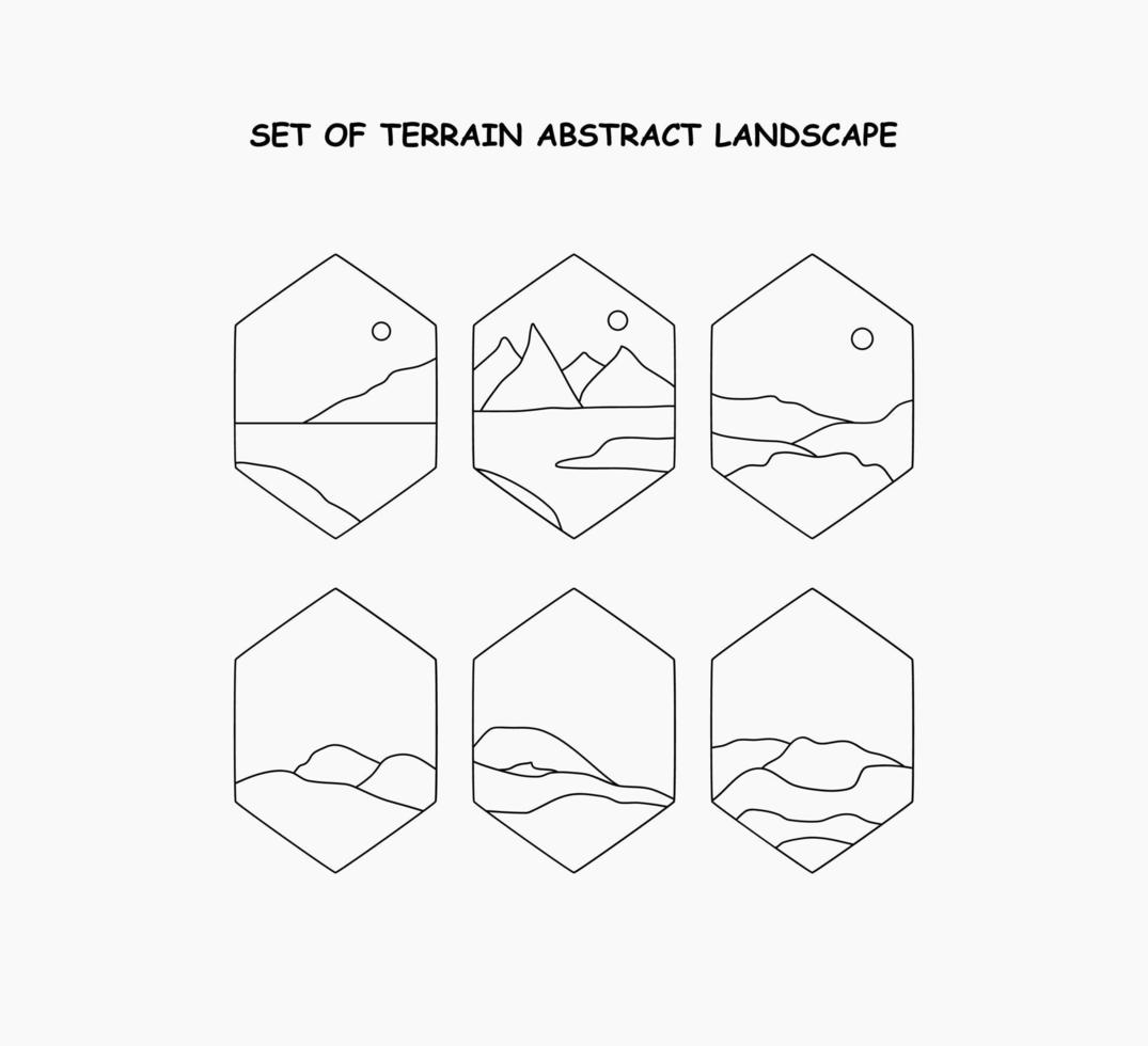 set of Terrain Abstract Landscape vector