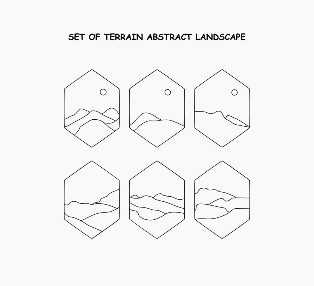 set of Terrain Abstract Landscape vector