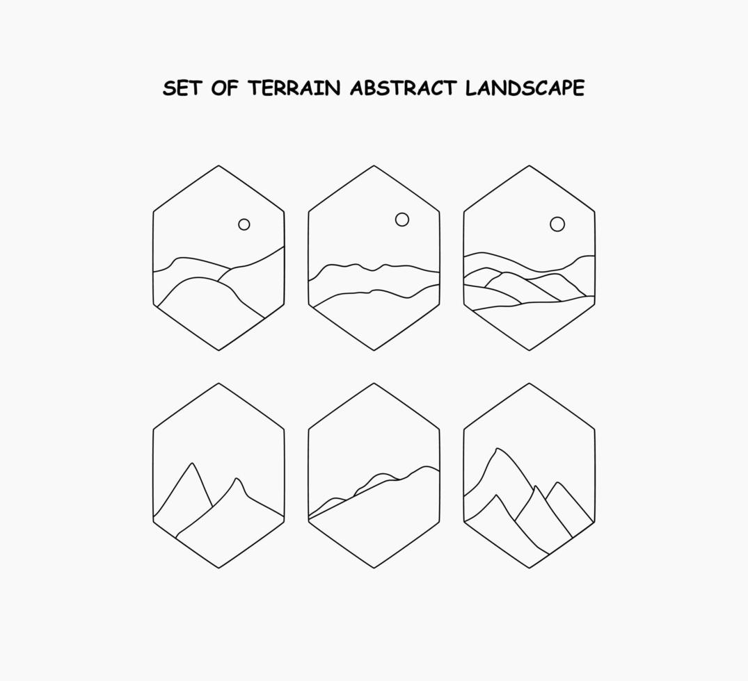 set of Terrain Abstract Landscape vector