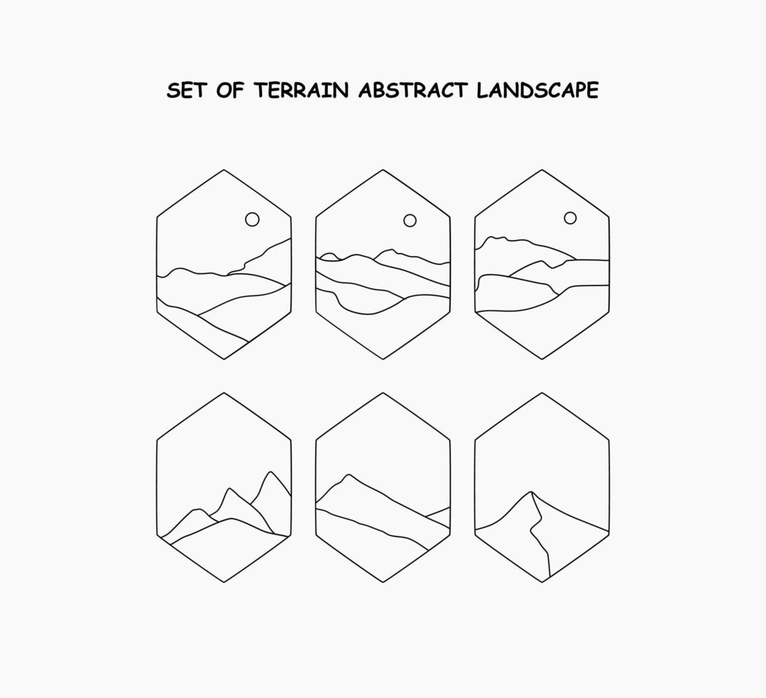 set of Terrain Abstract Landscape vector