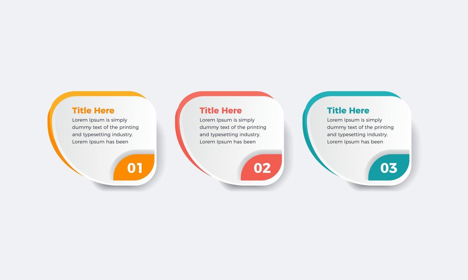 gráfico de proceso de negocio infográfico colorido de tres o 3 pasos, plantilla para presentación infográfica de negocios vector