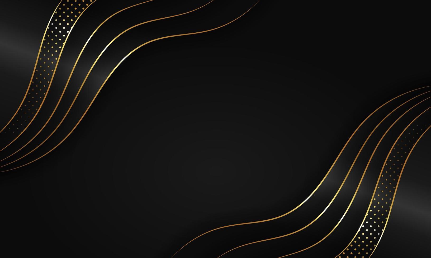 Curved golden lines on a dark color background. Luxury realistic concept. vector