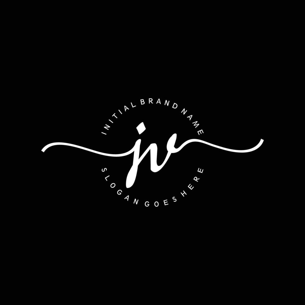 Initial JV handwriting logo template vector