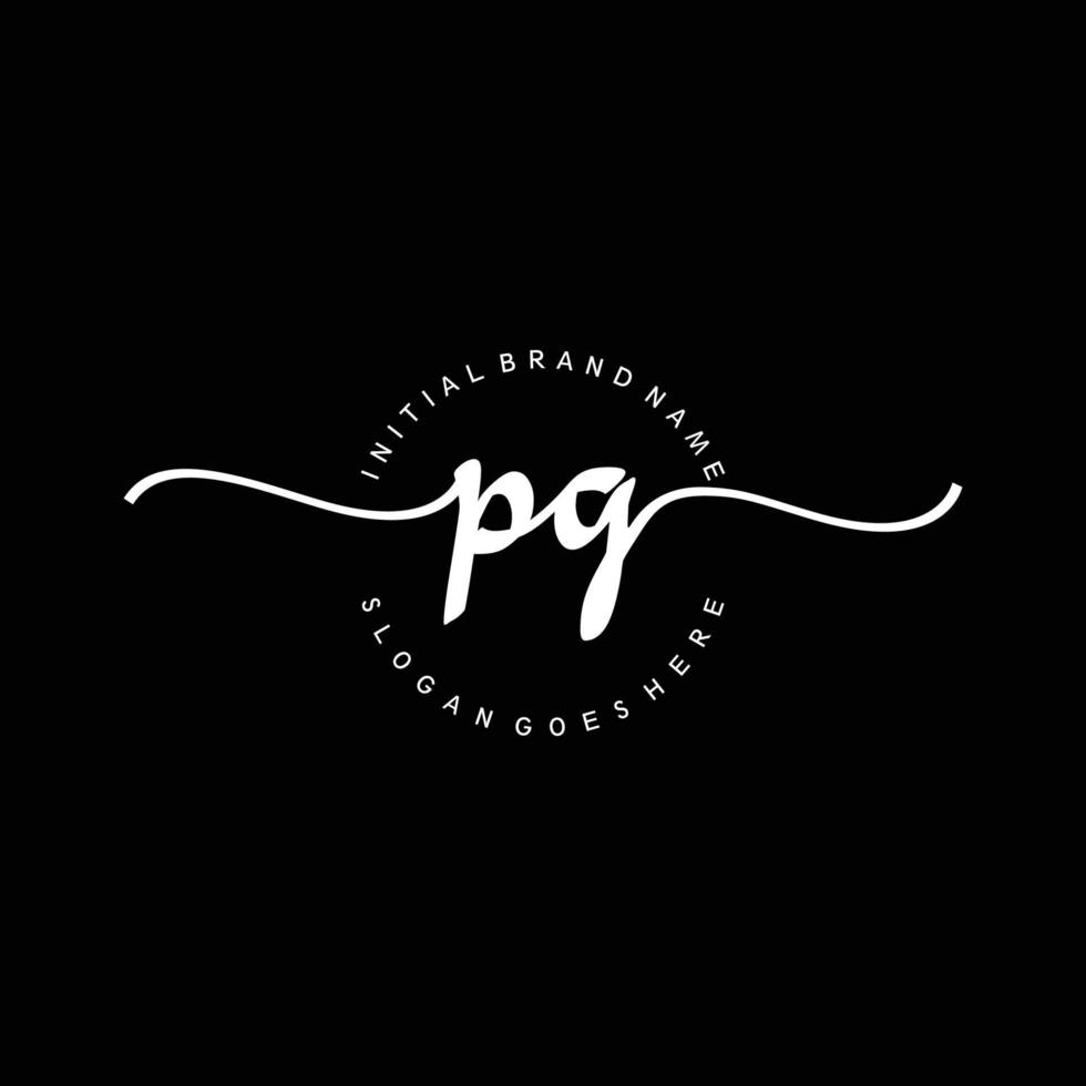Initial PG handwriting logo template vector