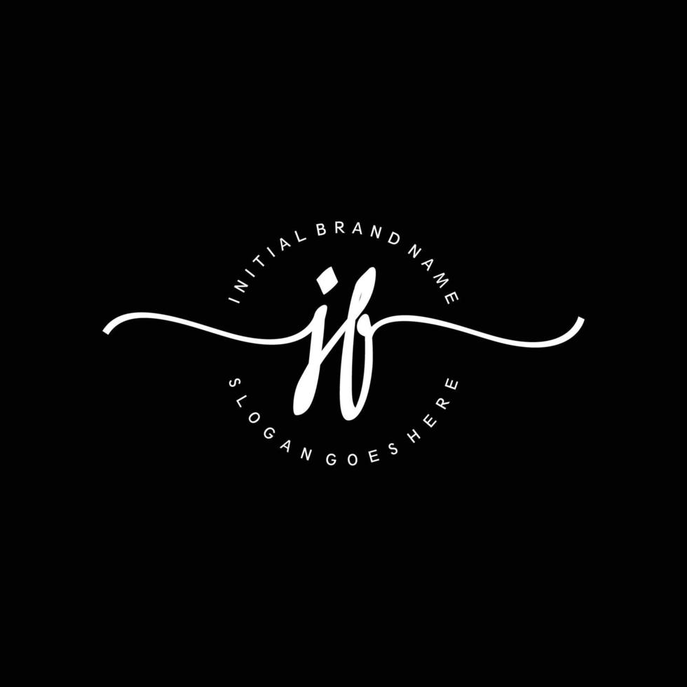 Initial JF handwriting logo template vector