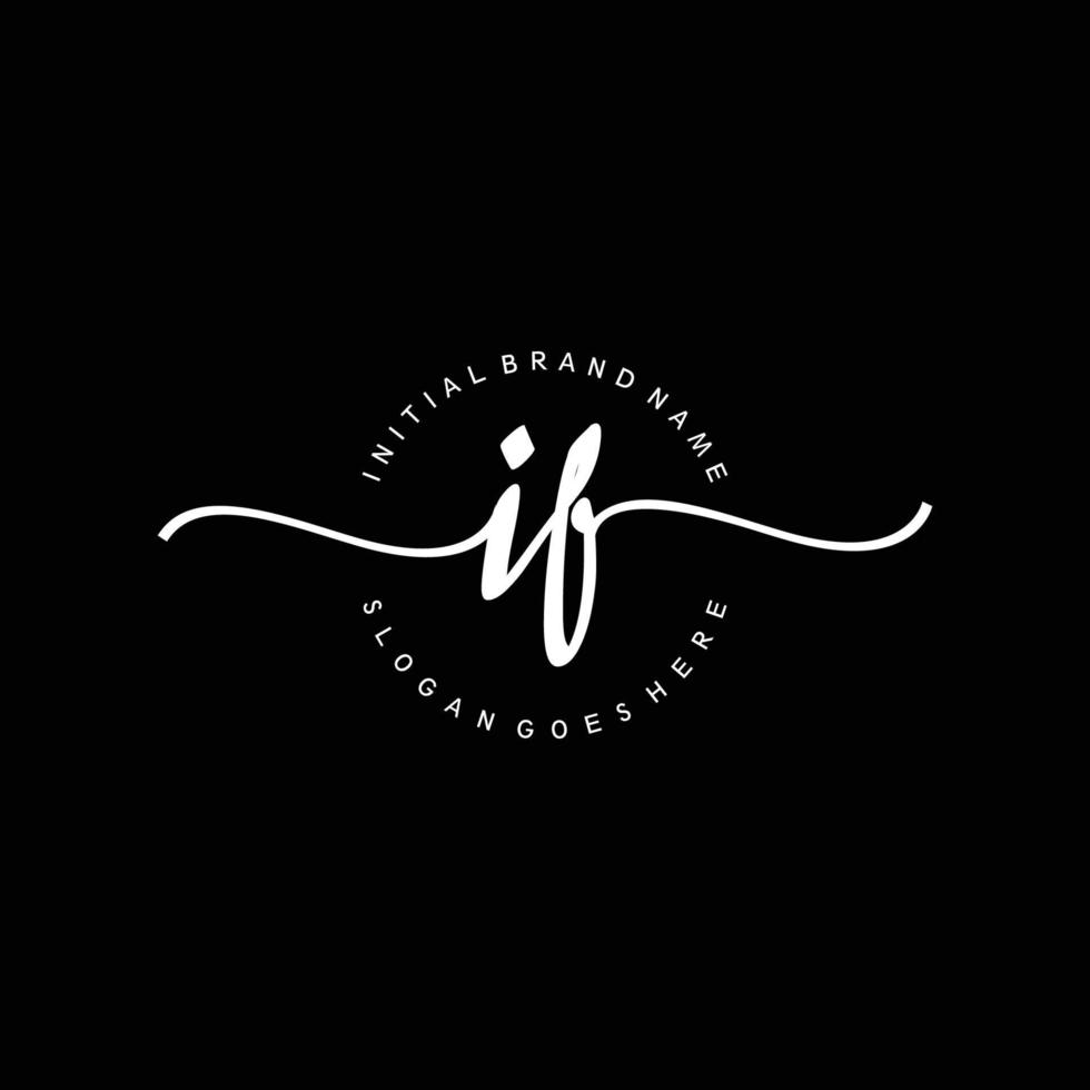 Initial IF handwriting logo template vector