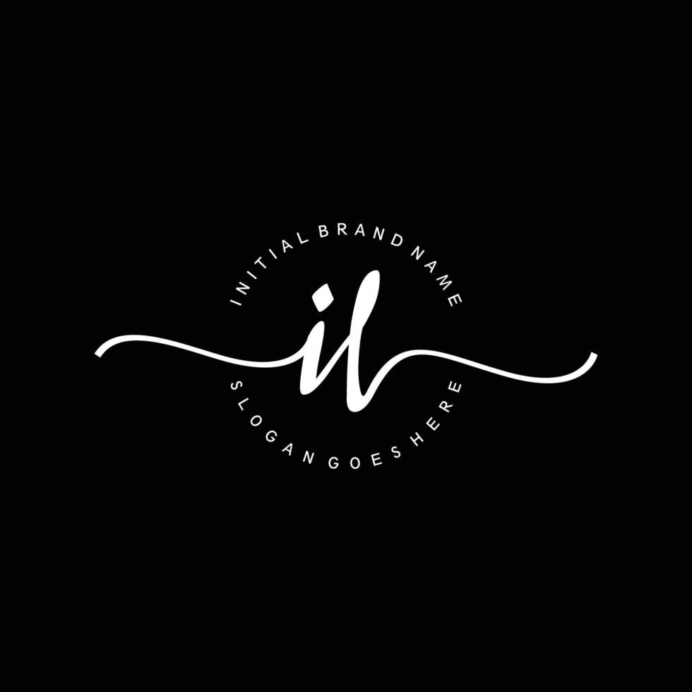 Initial IL handwriting logo template vector