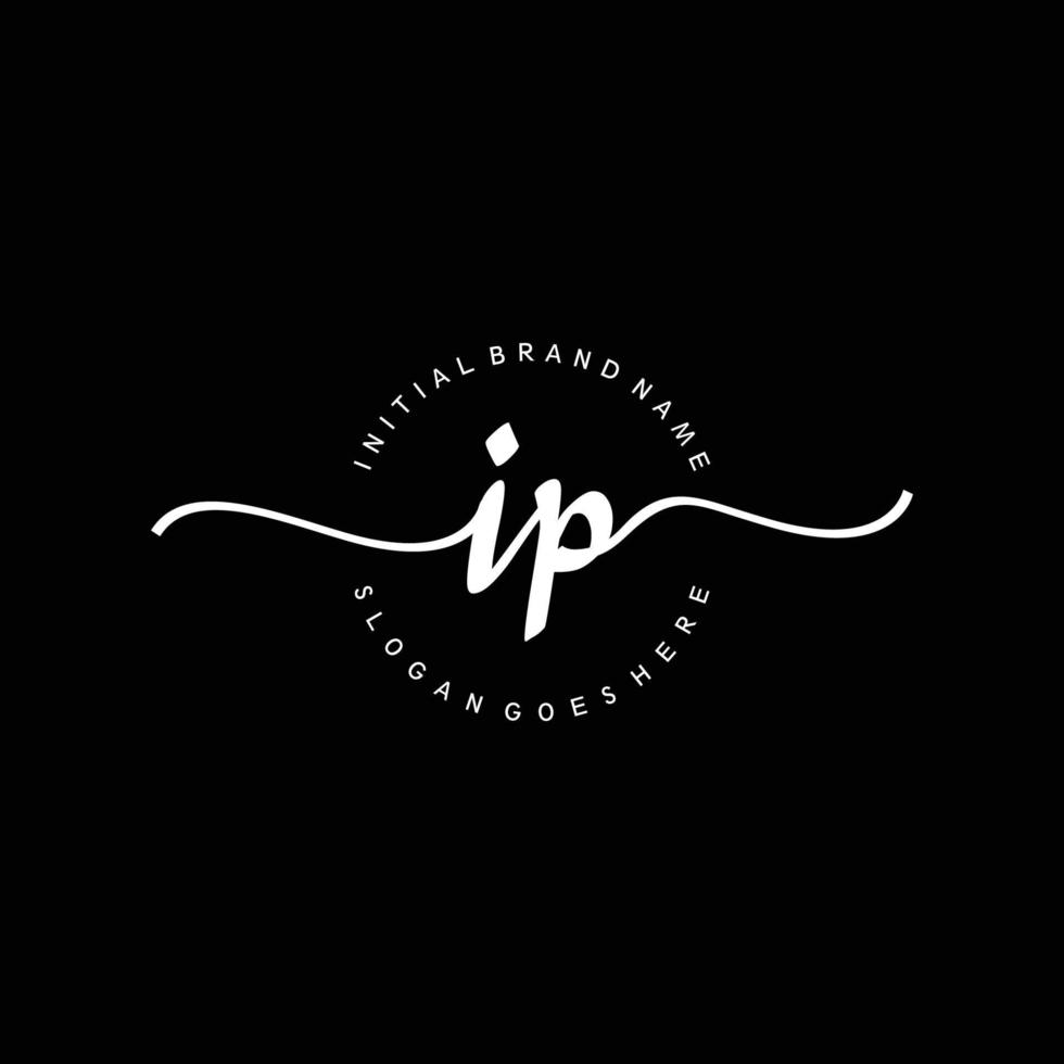 Initial IP handwriting logo template vector