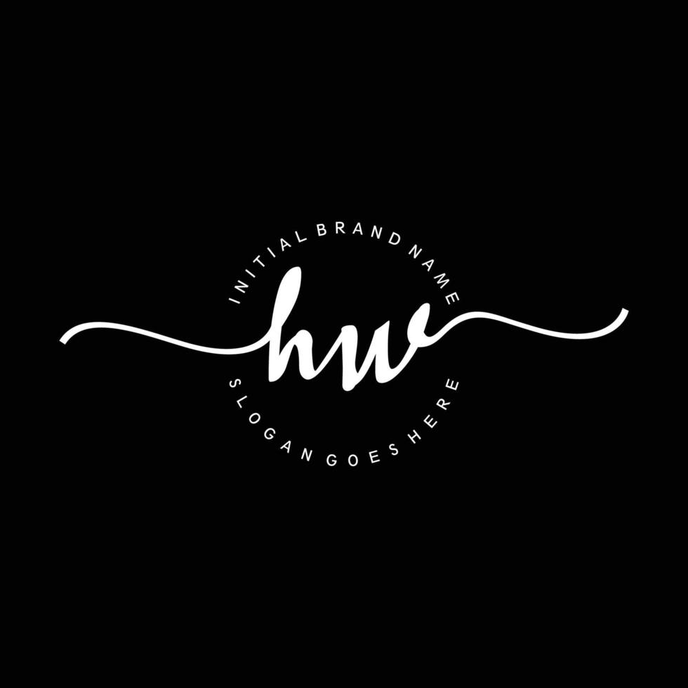 Initial HW handwriting logo template vector