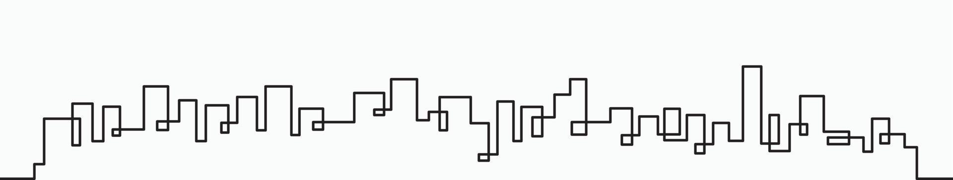 Modern City Skyline continuous outline drawing on white background. vector