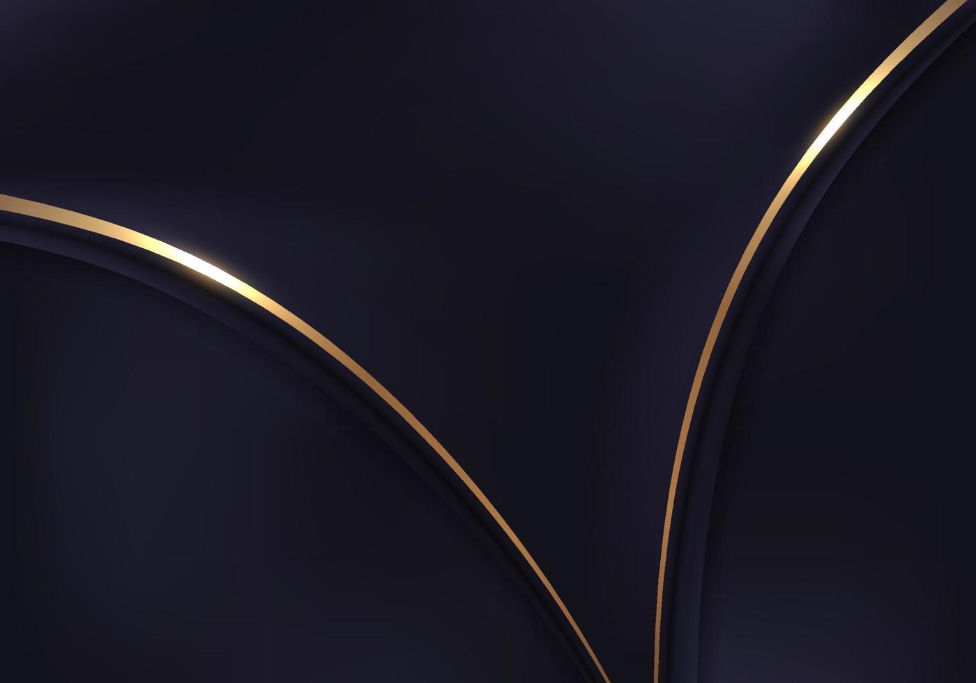 fondo abstracto plantilla elegante 3d líneas curvas doradas y moradas forma e iluminación estilo de lujo chispeante vector