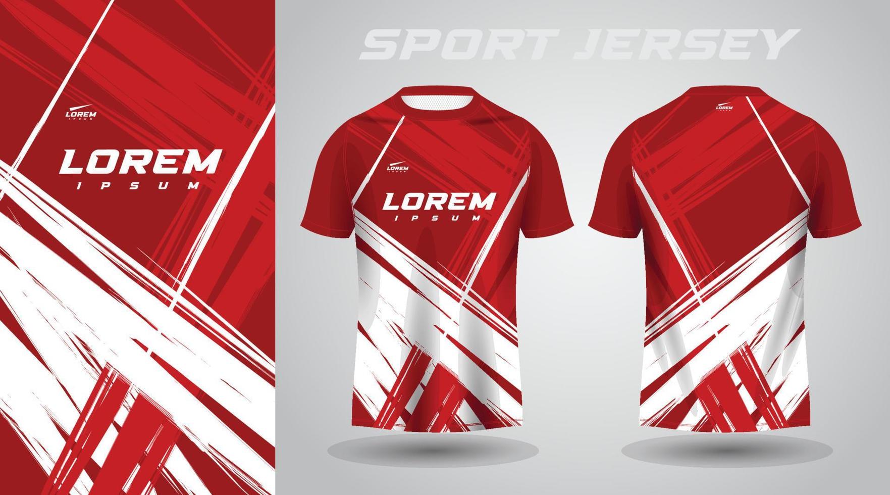 diseño de jersey deportivo de camisa roja blanca vector