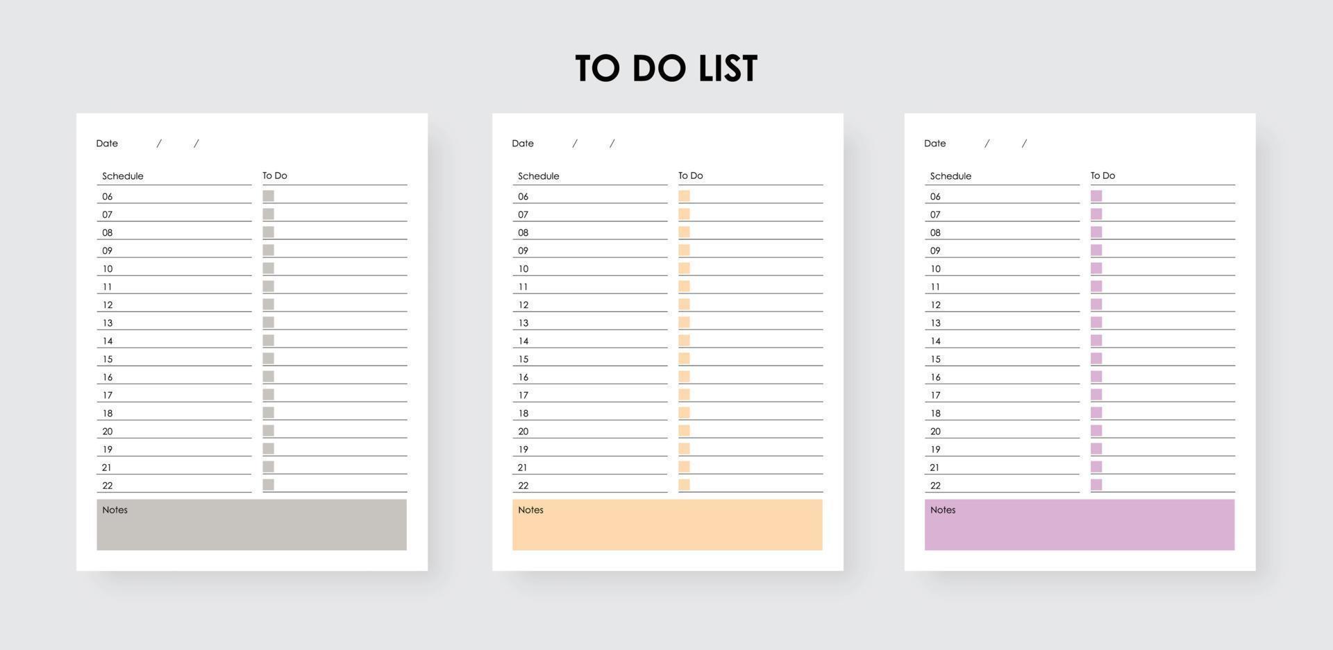 To-Do list logbook, Daily Schedule Activity Planner vector