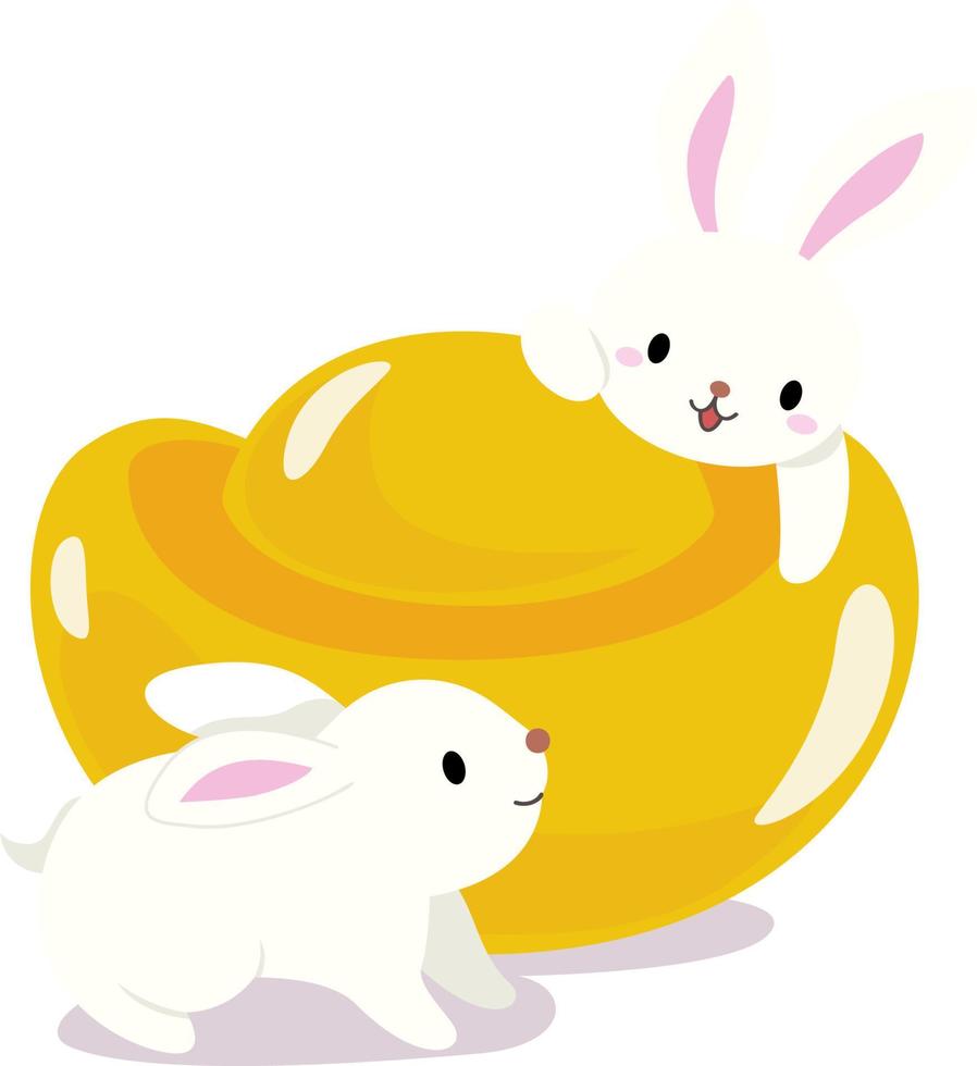 Rabbit next to Gold Ingot vector