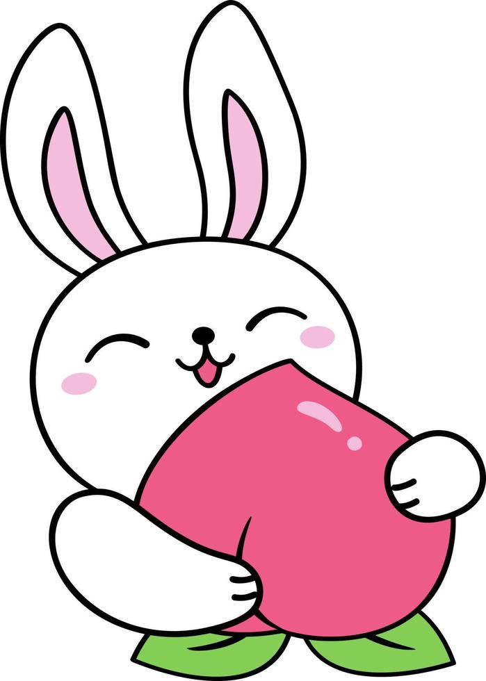 Rabbit Holding a Peach vector