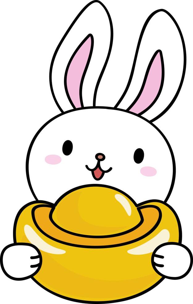 Rabbit Holding Gold Ingot vector