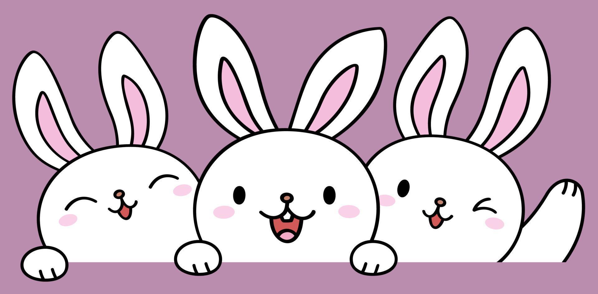 Happy Rabbits Say Hello vector