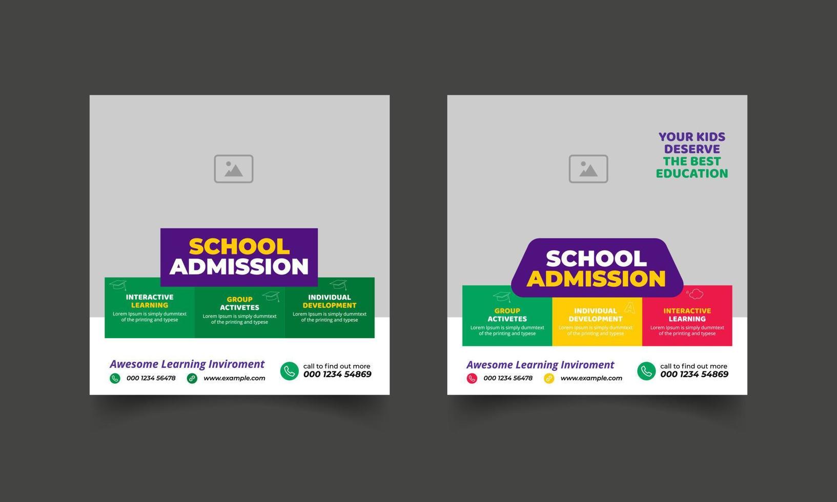 school admission social media post template. back to school web banner flyer poster template vector