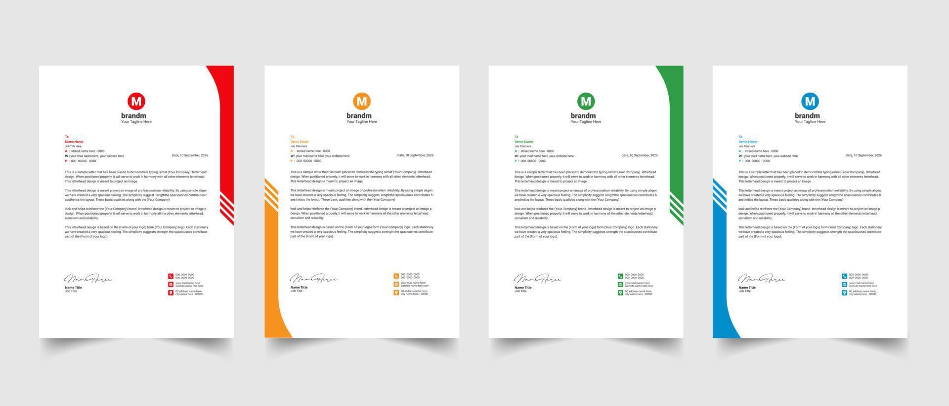 Professional and modern letterhead template design with geometric shapes vector