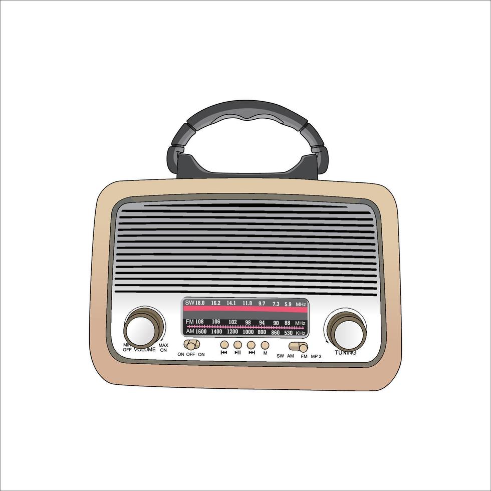 ilustración de vector de radio vintage. icono, signo y símbolo de los medios de música clásica.