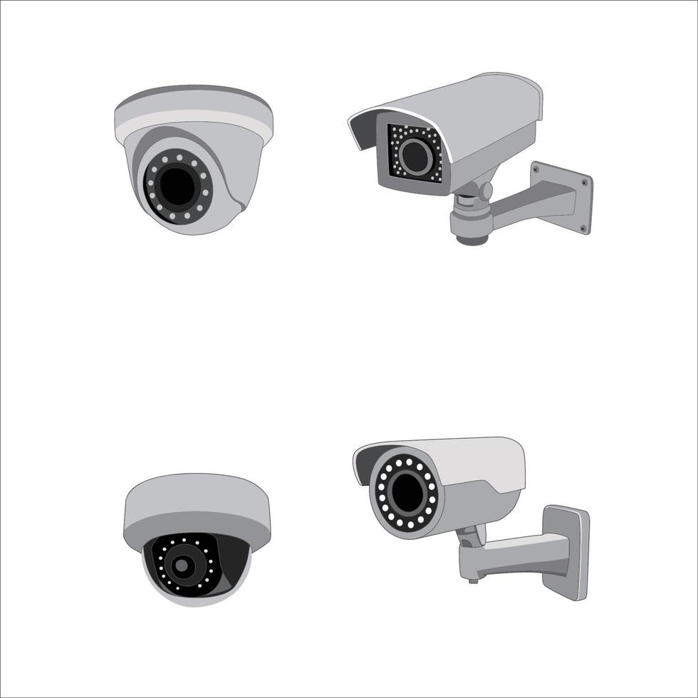 set of cctv vector illustration. security camera icon, sign and symbol.