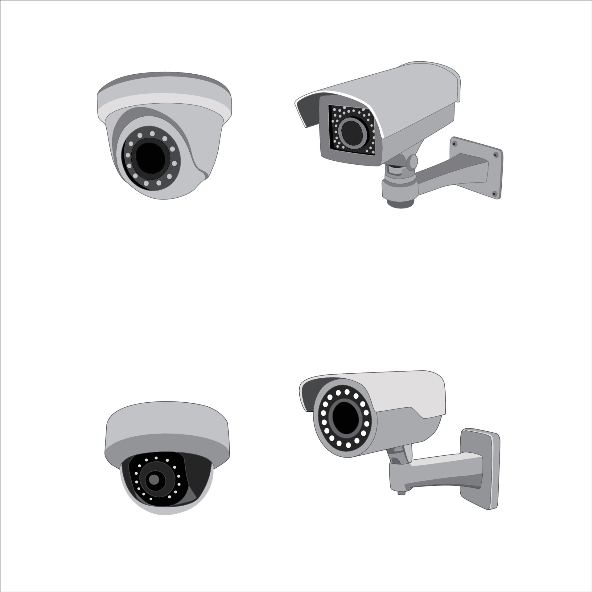 set of cctv vector illustration. security camera icon, sign and symbol